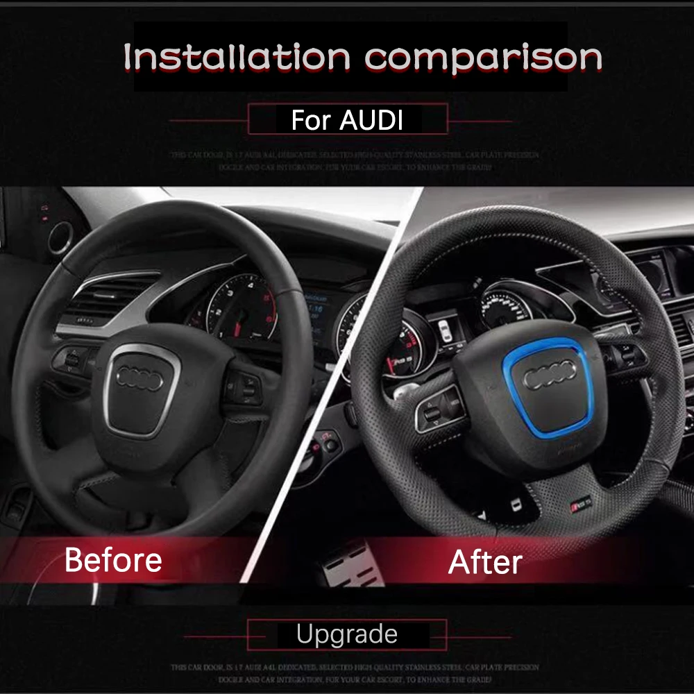Car Styling steering wheel center logo Covers Stickers Trim for Audi A4 B6 B7 B8 A6 C6 A5 Q7 Q5 A3 8P S3 8v Interior Accessories |