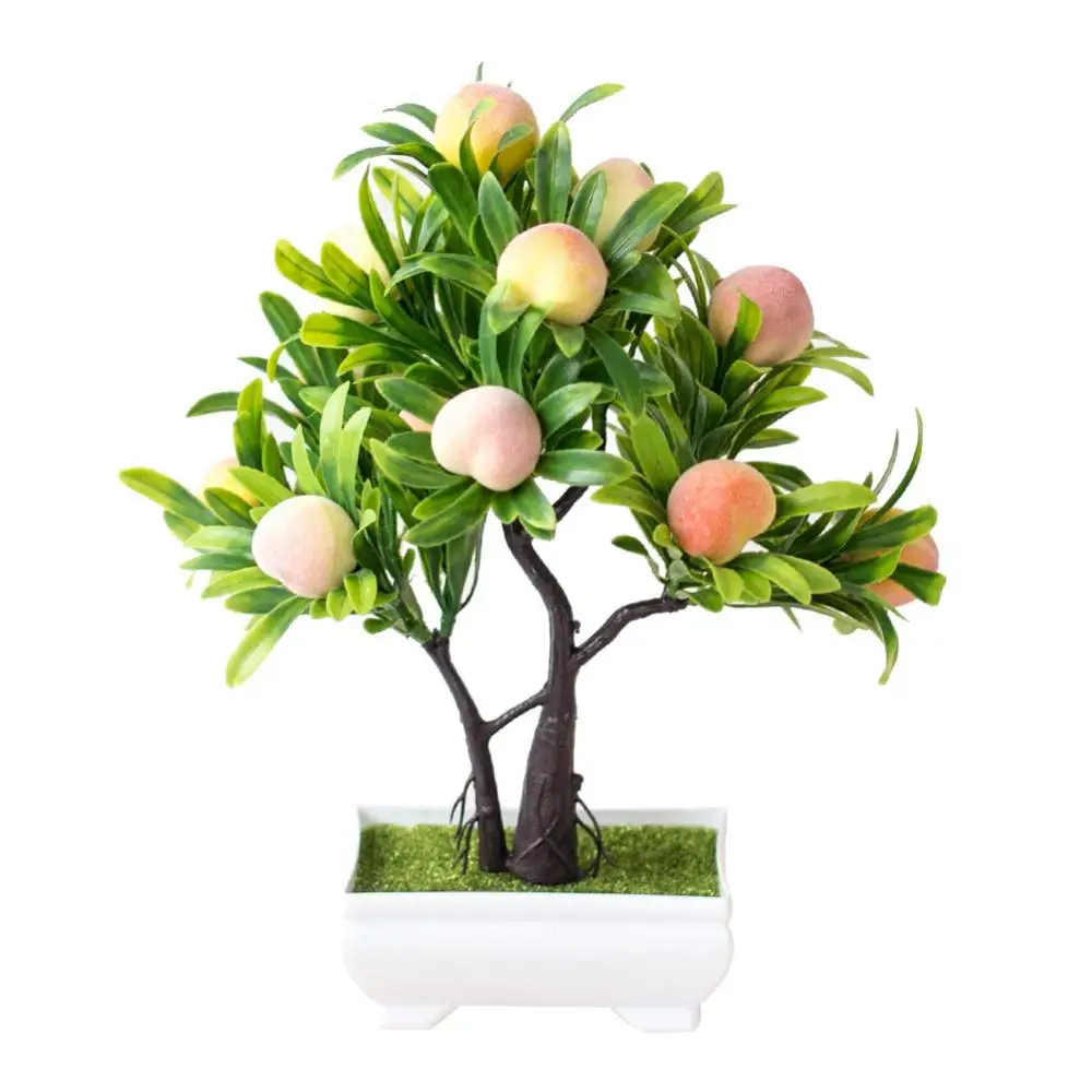 1Pc Artificial Plants for Home Decor Realistic Peach Fruit Tree Potted Bonsai Desktop Ornements Table | Дом и сад
