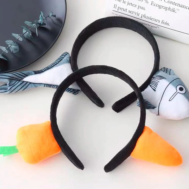 Корейские милые Мультяшные ободки для женщин морковь рыба через голову повязки