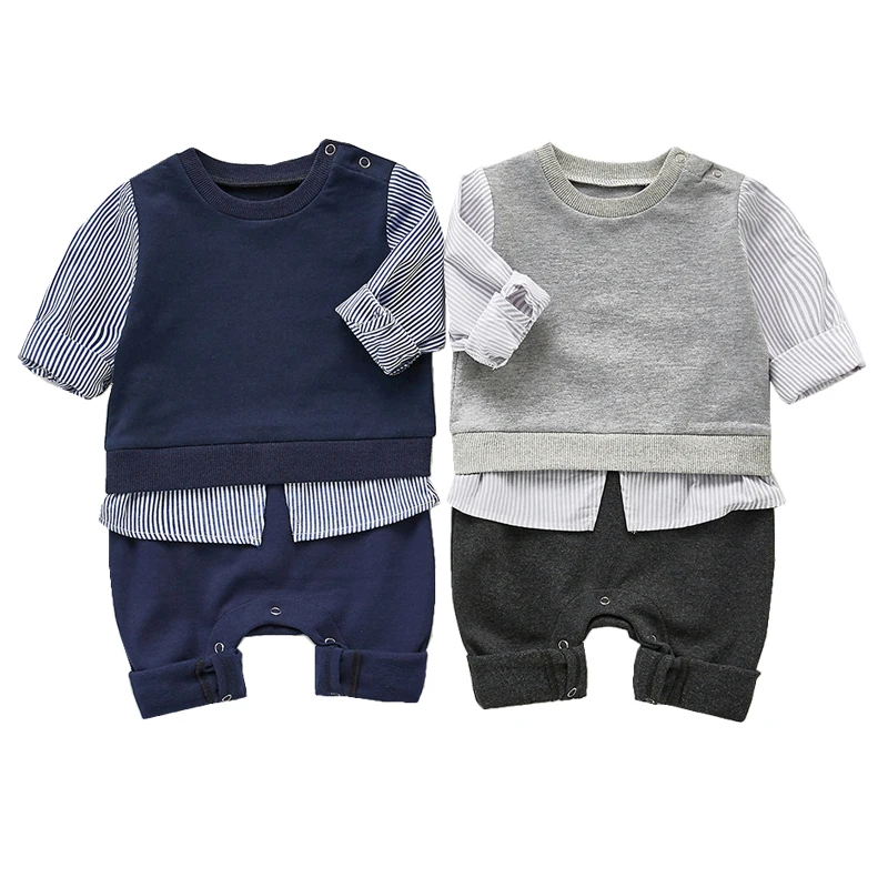 

Kids Boy Spring Autumn Rompers 2021 New Style Gentleman Infant Boys Overall Kids Boy Full Sleeve Boys Clothes Birthday 0-24M