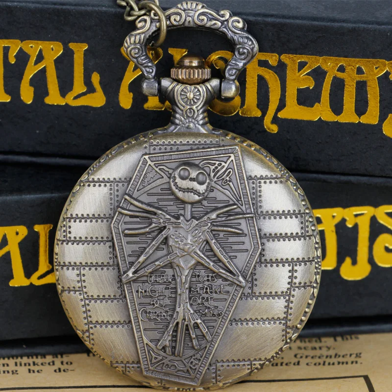 

Цепочка с кулоном для мужчин и женщин, резной кварцевый Карманный кулон в стиле классического фильма, череп в стиле панк, ожерелье