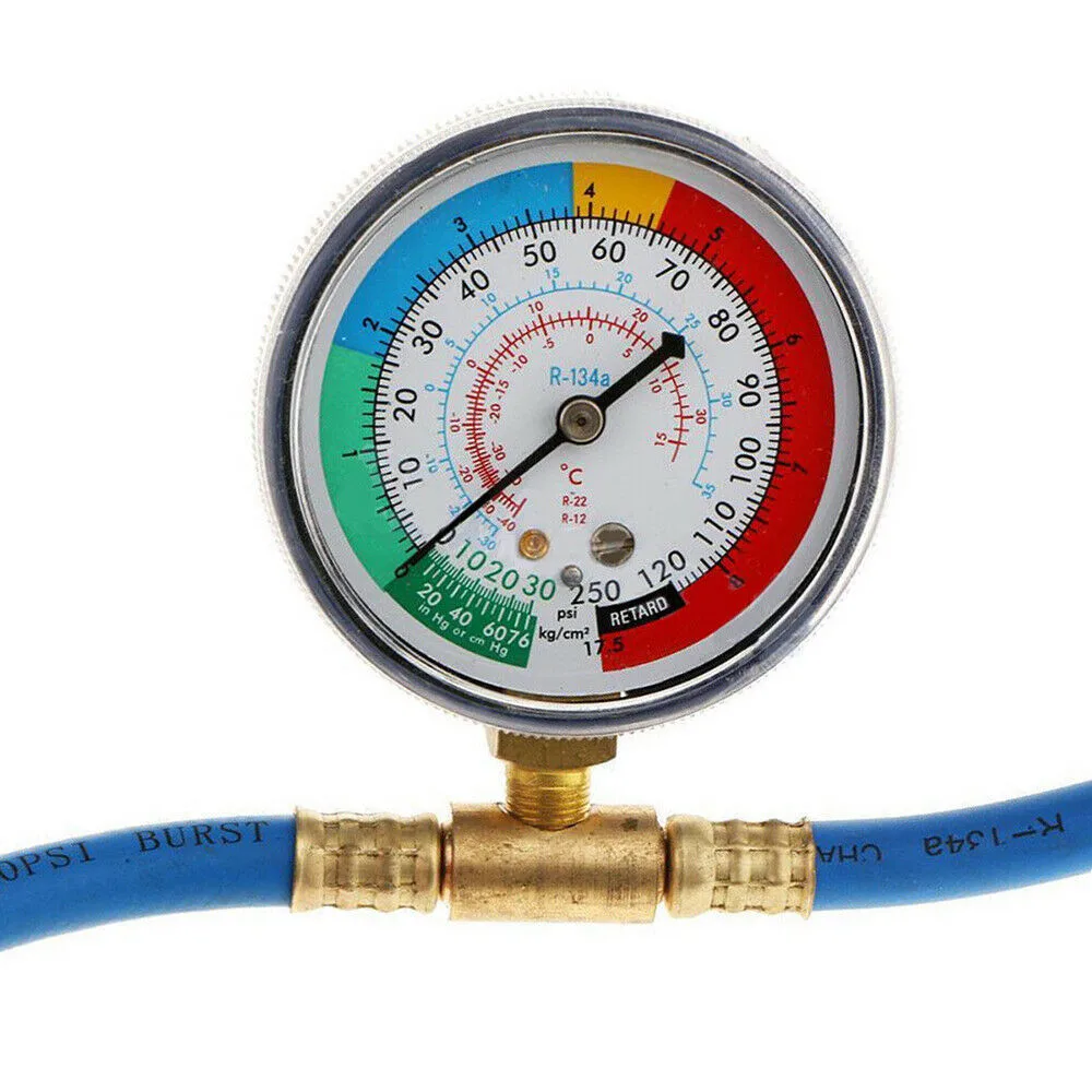 

W/ Gauge Pipeline Air Conditioning Refrigerant Recharge Automotive Hose Gas Gauge Length: 1.5m Measuring R134A