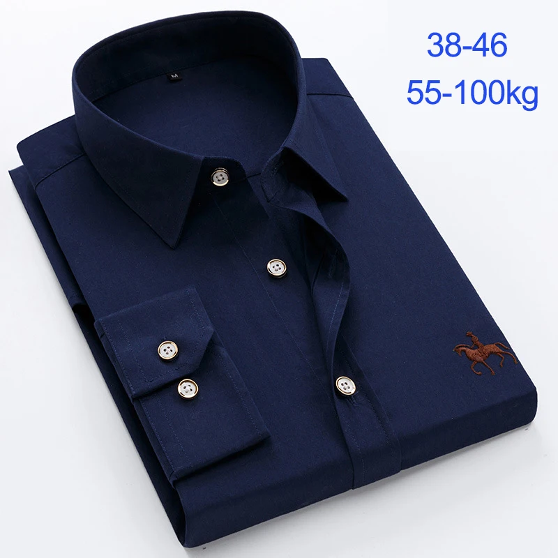 

2020 Cotton Shirt Men's Long Sleeve Shirt Casual Business Dress Solid Color Slim Shirt Printed Formal Quick-drying Shirts