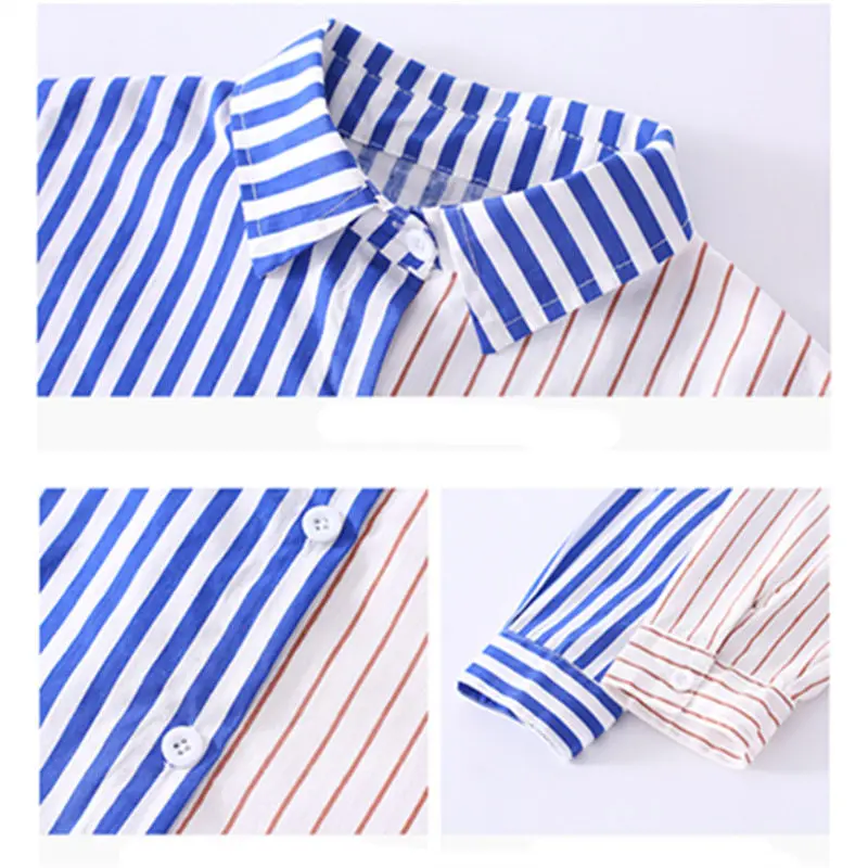 

Children's Clothing 2020 Girls Stitching Shirt In The Big Children's Fashion Shirt Female Baby Vertical Stripe Shirt Girl Blouse