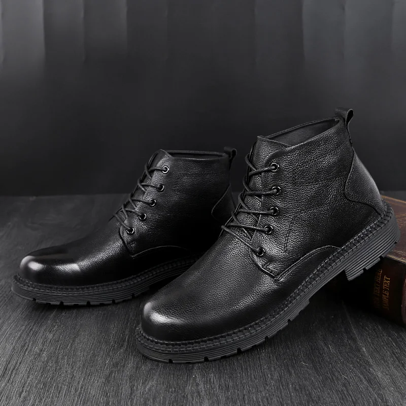 Мужские Брендовые ботильоны из натуральной кожи Зимние Модные байкерские