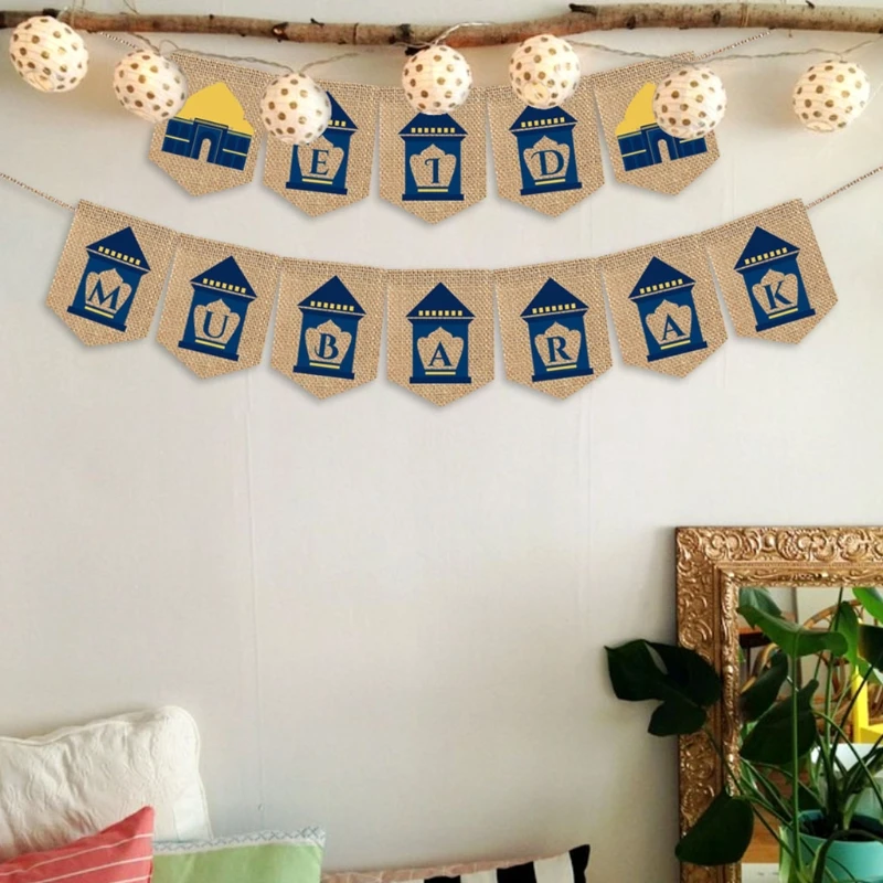 Мусульманский Рамадан баннер гирлянда ИД Мубарак Декоративная звезда лунный