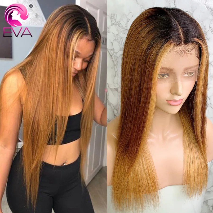 Волосы из ЭВА 13x6 парики человеческих волос с эффектом омбре предварительно