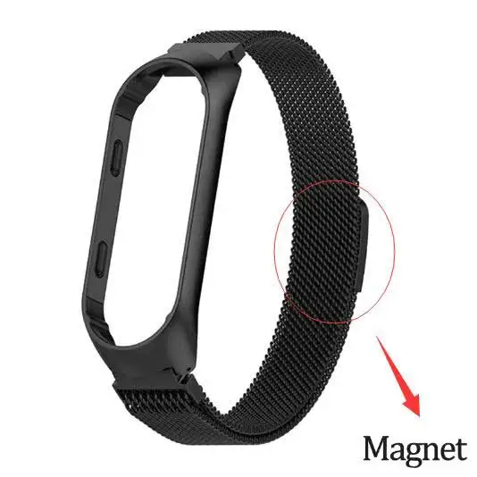 Magnet Black Rovtop ремешок для Xiaomi Mi группа 3 ремешок для Xiaomi Mi группа 3 браслет для Xiaomi Mi группа 3 металлические Безвинтовые нержавеющая сталь - Цвет: Magnet Black