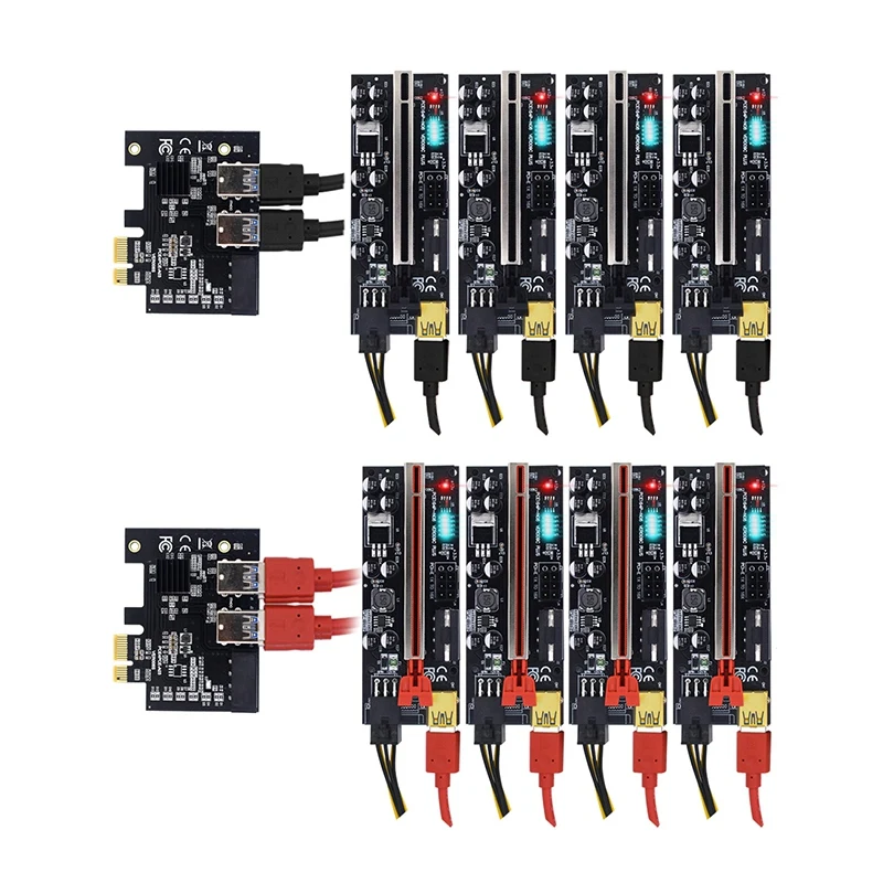

PCI-E карта расширения PCIE 1X к 4XUSB3.0 + 009C Plus PCI-E 1X к 16X USB3.0, графический Удлинительный кабель, адаптер для майнинга BTC