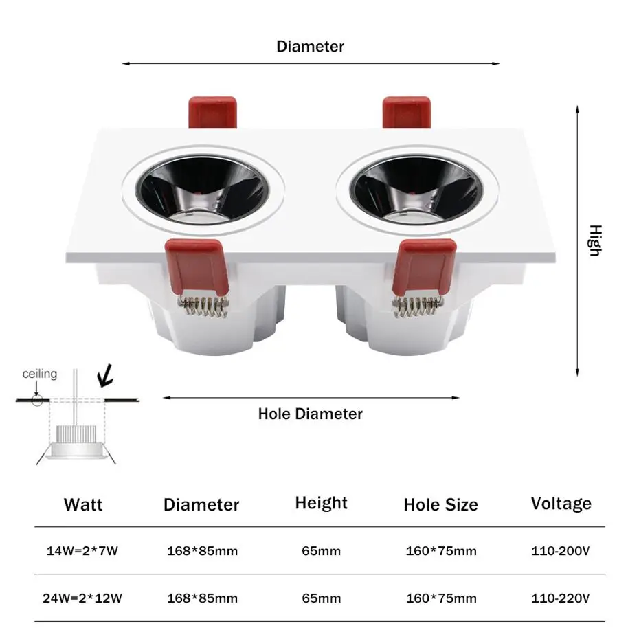 

Home Led Downlight Recessed Led Ceiling Downlight Angle Adjustable Indoor Spot Led Lighting For Liviing Room Bedroom AC110V 220V