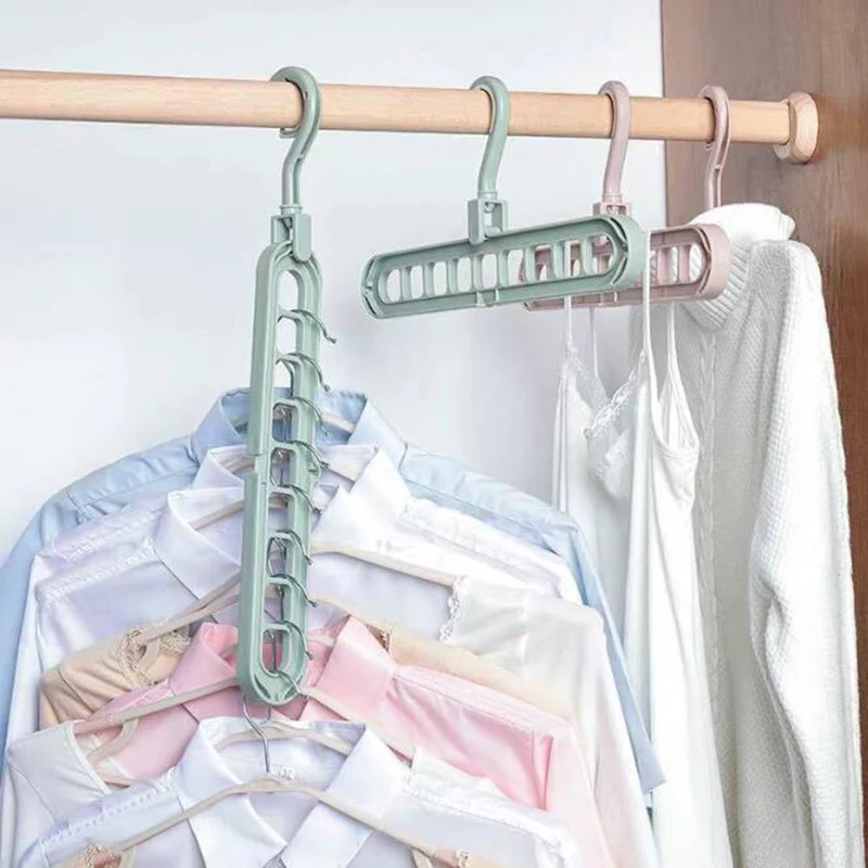 

9-holes Clothes hanger organizer Space Saving Hanger multi-function folding magic hangers drying Racks Scarf clothes Storage