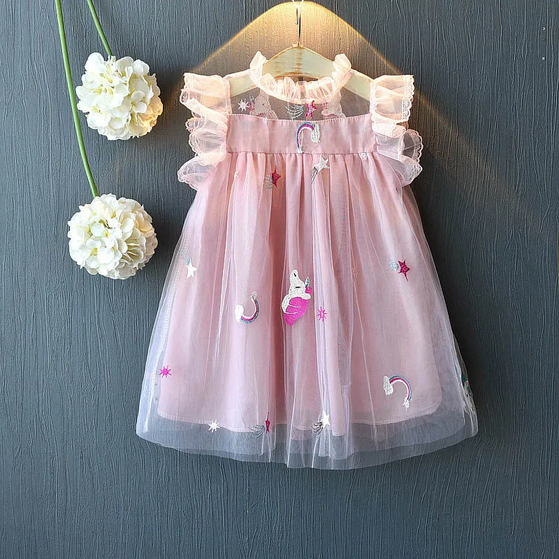 AH160Pink Меларио/милые платья для девочек; платье без рукавов с v-образным вырезом, бантом и розой; Детские платья для девочек; платье принцессы для девочек - Цвет: AH160Pink