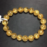11mm genuine natural gold rutilated quartz clear round beads bracelet women men fashion wealthy stone genuine aaaaaa
