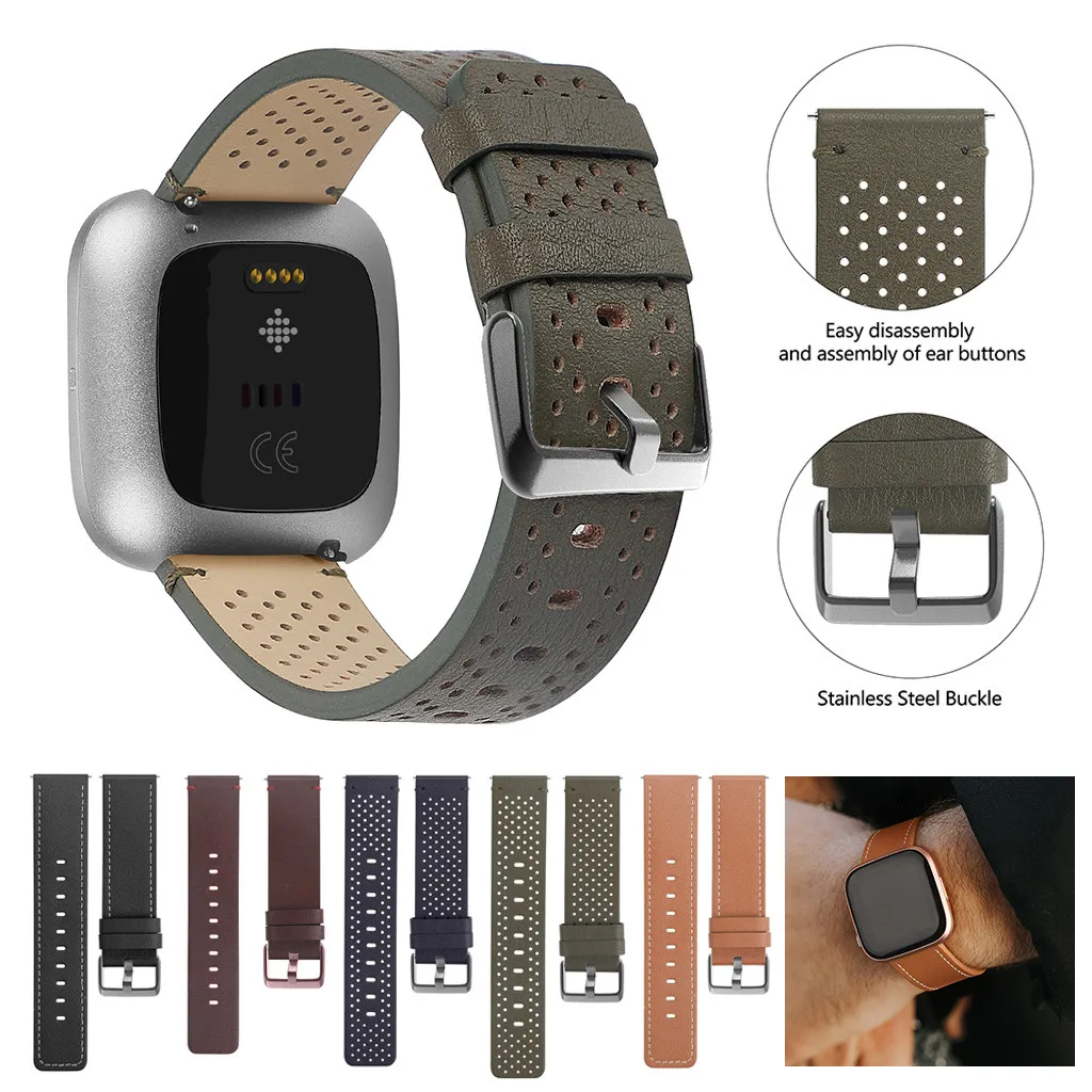 Роскошный кожаный ремешок 45 # для Fitbit Versa/Versa 2 на запястье Миланская петля