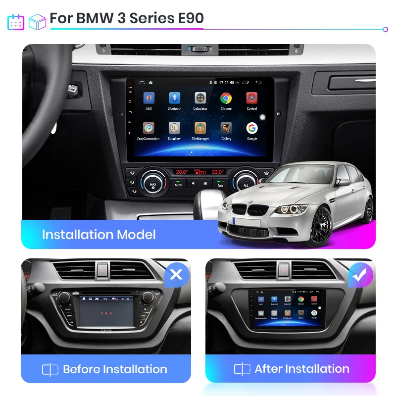 Автомагнитола Junsun V1 pro для BMW стерео система на Android 10 2 Гб ОЗУ 32 ПЗУ с GPS Навигатором