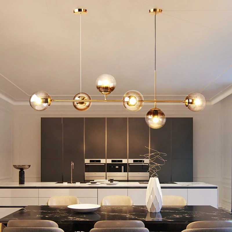 Nordic glass magic Pendant Lights Modern geometric straight chandelier for Living room dining room Study Bedroom home Decor