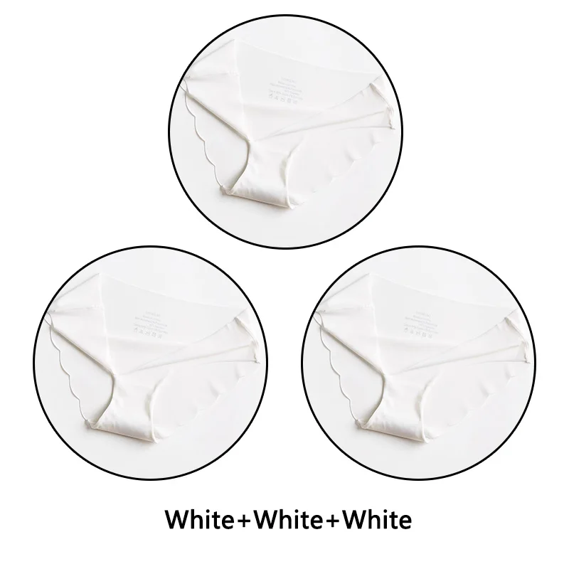 White White White 3 шт. ультра тонкие мягкие женские трусики бесшовные трусы сексуальные оборки Нижнее белье Женские однотонные трусики 7 цветов Нижнее белье с низкой посадкой нижнее белье - Цвет: White White White
