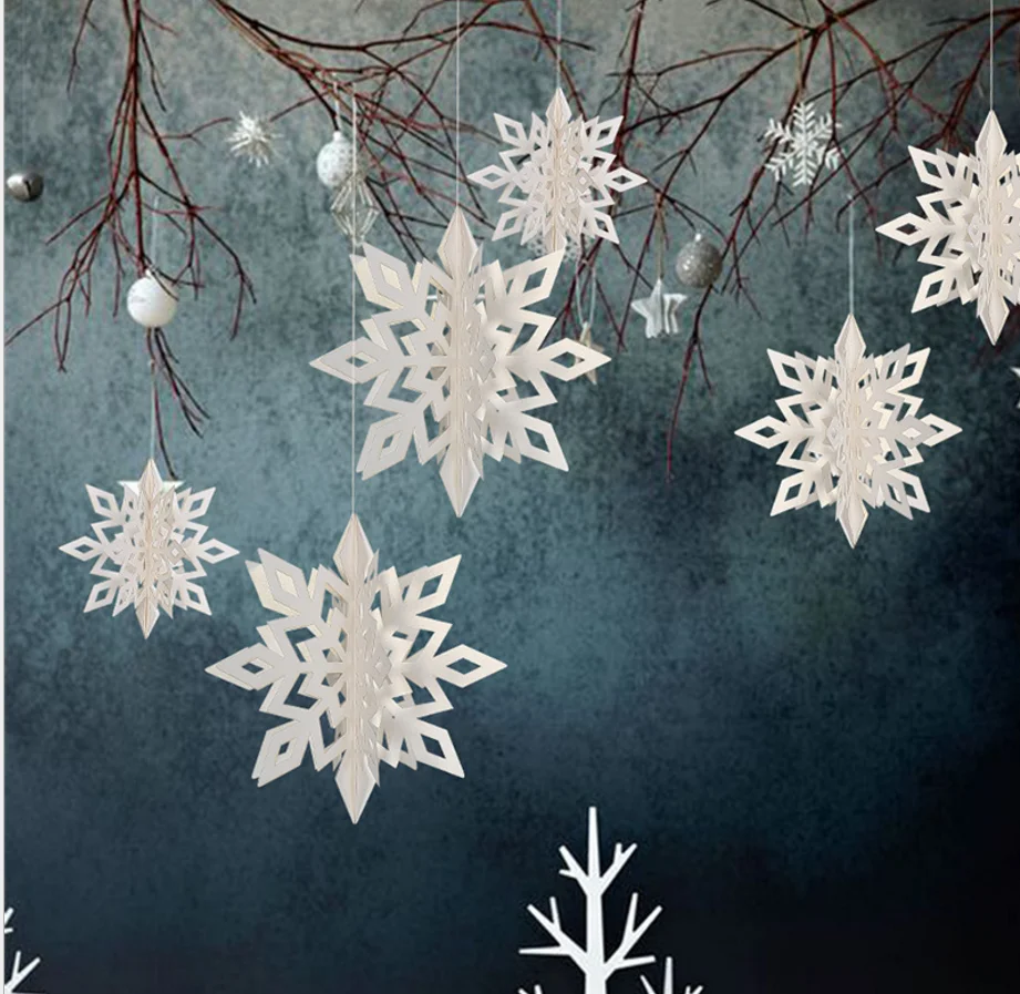 

Искусственная 3d-гирлянда, 6 шт., украшения для рождественской вечеринки, снежинки, подвесное украшение для дома, свадьбы, дня рождения