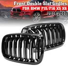 Решетка радиатора Глянцеваячерная автомобильная, 2 решетки для BMW F15, F16, X5, X6, 2014, 2015, 2016, 2017, на передний бампер для автомобильного стайлинга, гоночная решетка, 2 шт.