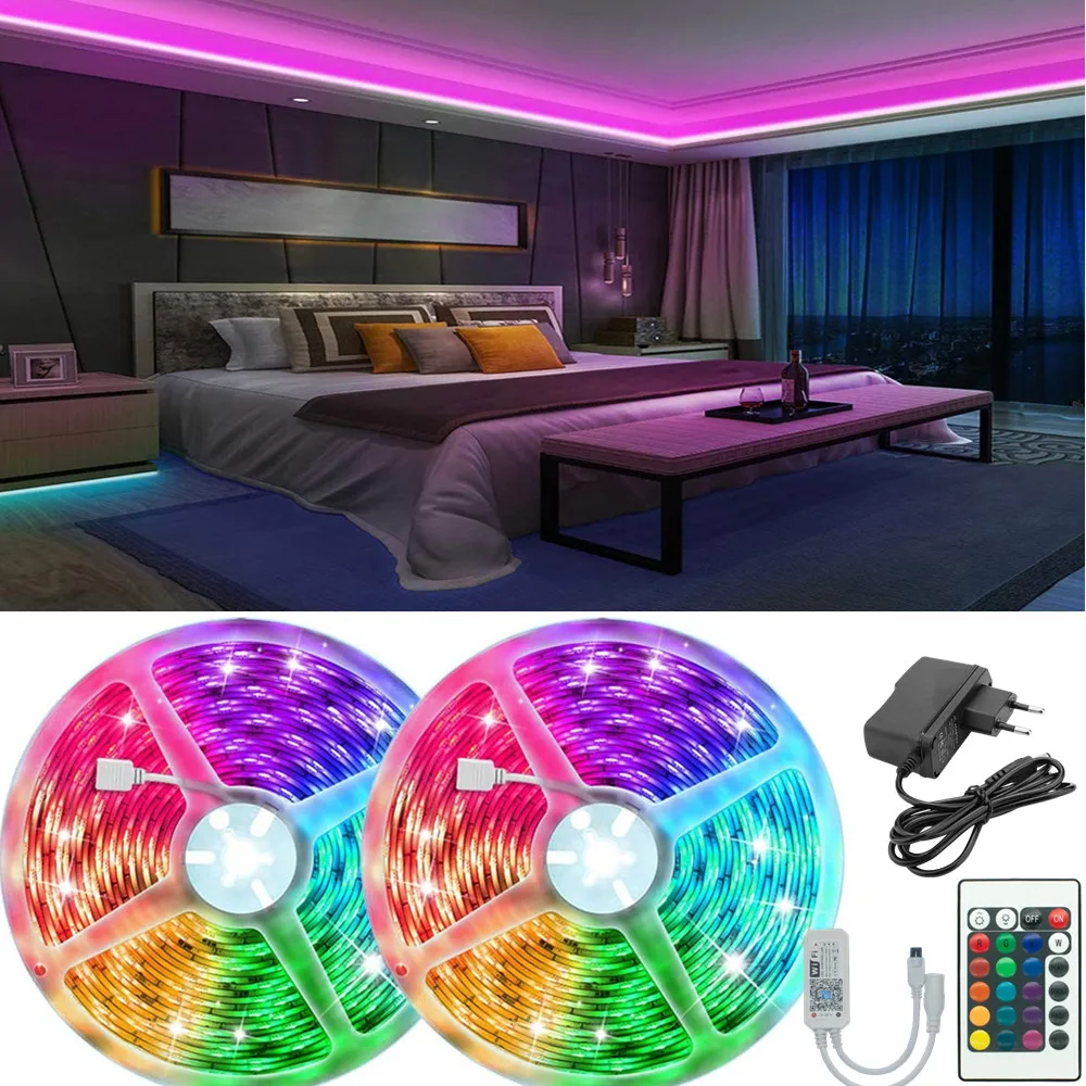 

Easter Party Waterproof Led Strip Lights 2835 32ft Led Lights 10M for with Remote and phone Wifi App Control Color