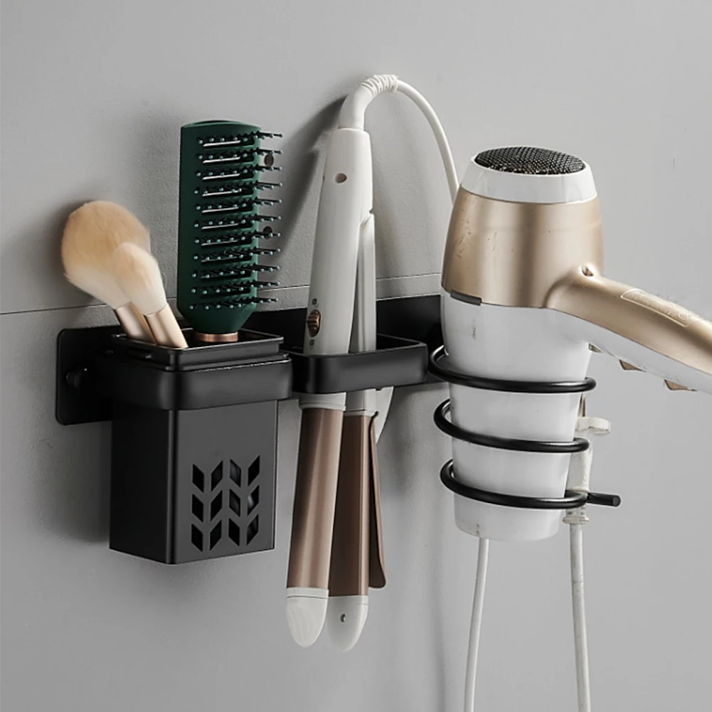 

Hair Blower Organizer Hanger Wall-mounted Hair Dryer Holder Bathroom Hair Care Tool Storage Box Multi-functional for Bathroom