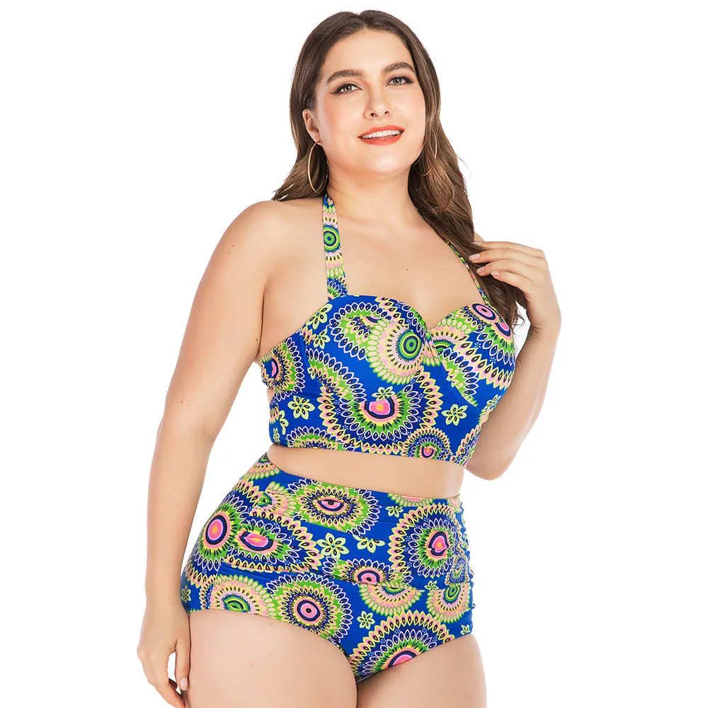 Комплект бикини с принтом купальник со шнуровкой оборками купальный костюм