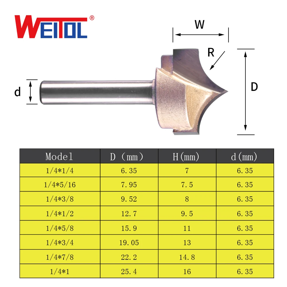 

WeiTol 1pcs 3D Carving Bit Woodworking Milling Cutter Router Bit Cutter Bit Milling Tools End Mill