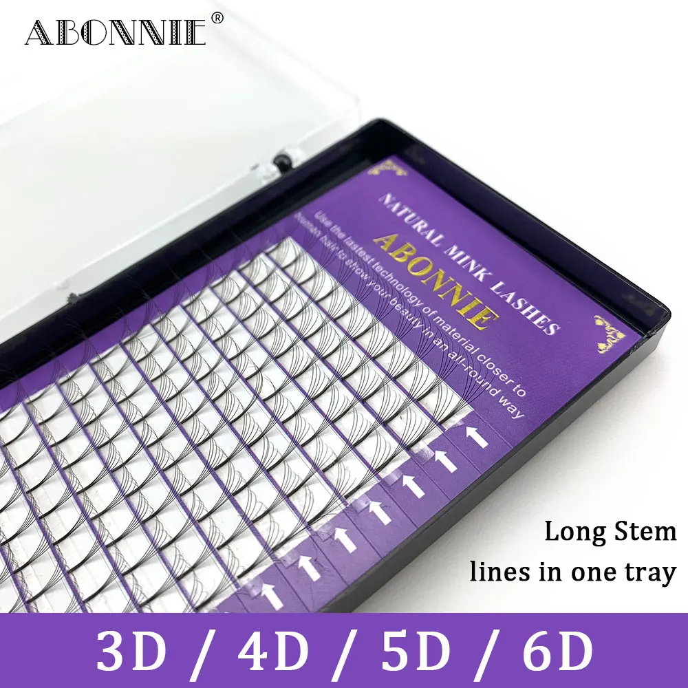 Готовые русские объемные ресницы ABONNIE 16 линий 2d/3d/4d/5d/6d с длинным стержнем готовые