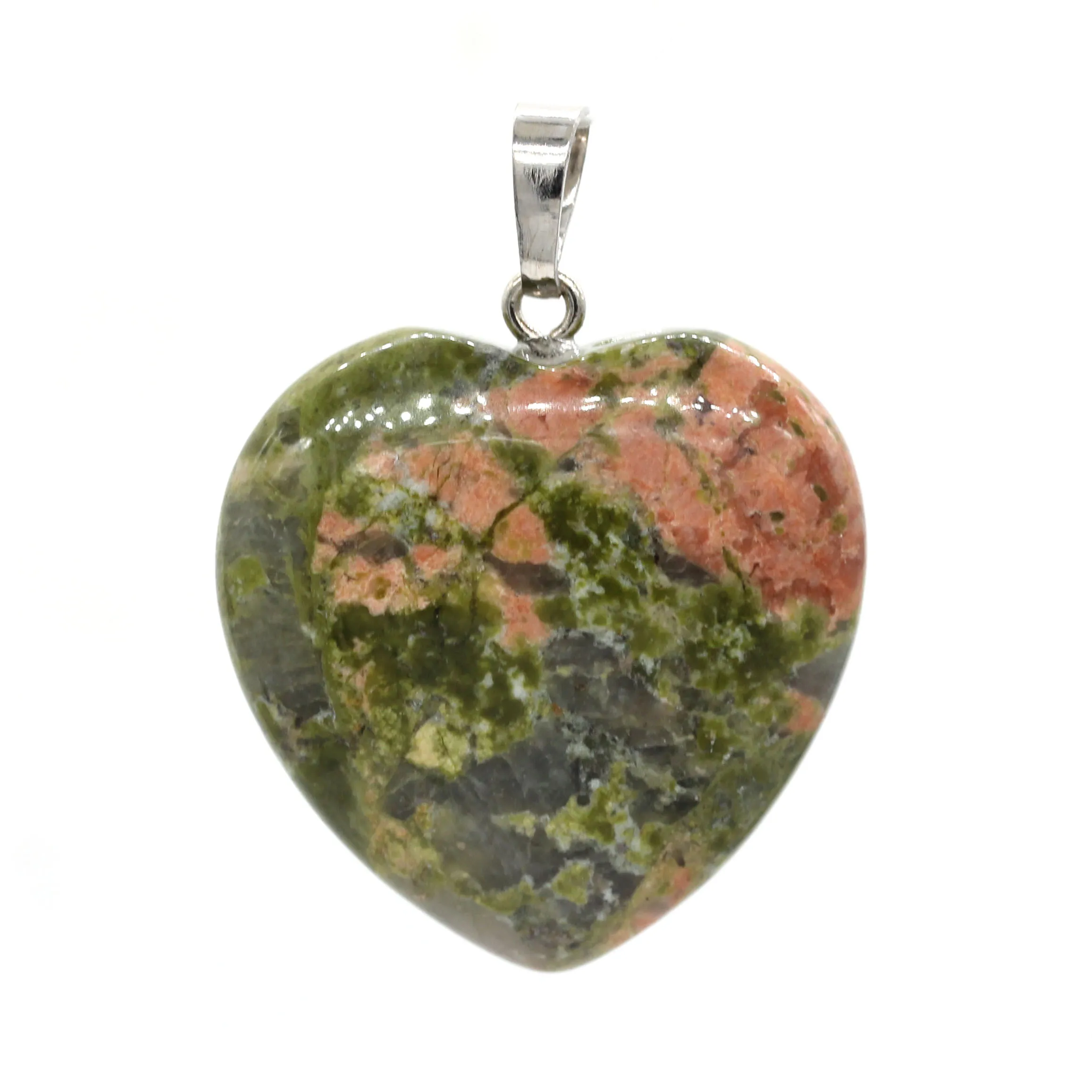 Unakite Stone Крафт-с бусинами посеребренный романтический стиль любовь сердце кварцевый камень кулон на День святого Валентина ювелирные изделия - Окраска металла: Unakite Stone