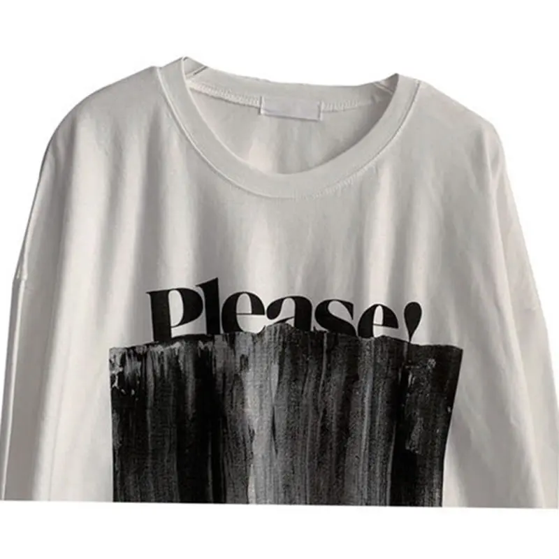 

XITAO Spring Autumn New Long Sleeve tee Fashion Contrast Color Letter Print Casual Loose Women Pullover Top 2021 ZY5653