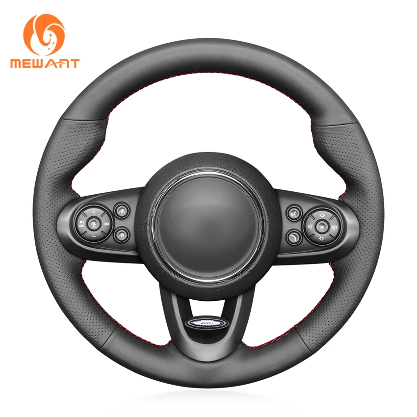 

MEWANT Black Genuine Leather Steering Wheel Cover for Mini (Hatchback/Mini) JCW Clubman JCW Convertible JCW Countryman JCW