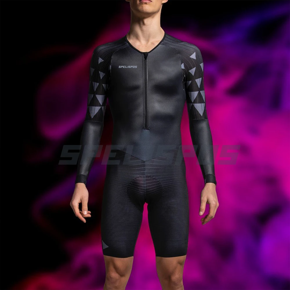 SPELISPOS High Quality Cycling Triathlon Men Skinsuit Jersey Long Sleeve Skin Suit Maillot Ciclismo Road Bike Clothing Jumpsuits