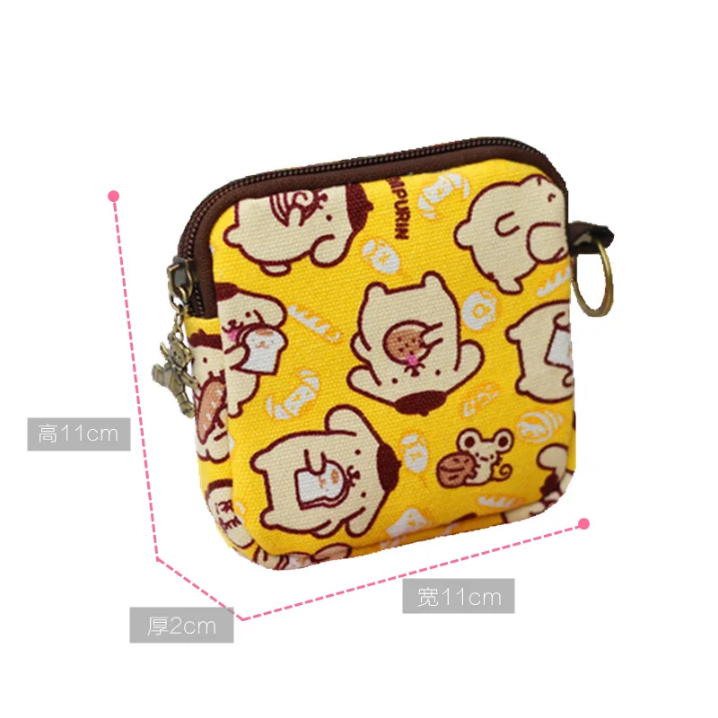 Мини винтажный женский квадратный милый короткий кошелек с кошкой Холщовая