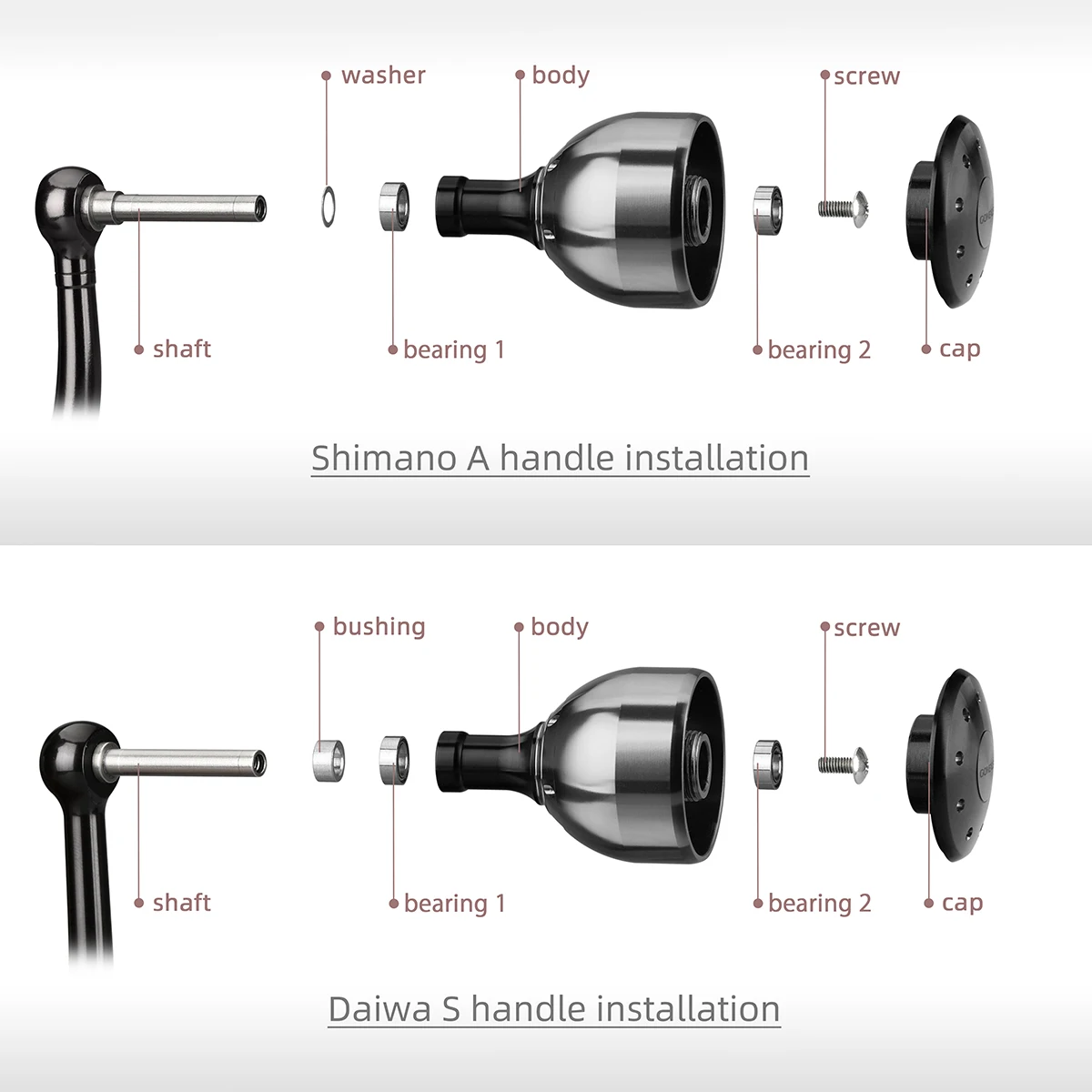 Ручка Gomexus для катушки Shimano Ultegra Stradic CI4+ FK Sedona Nasci Biomaster FB Sustain FG Reel 1000-4000 30 мм прямой