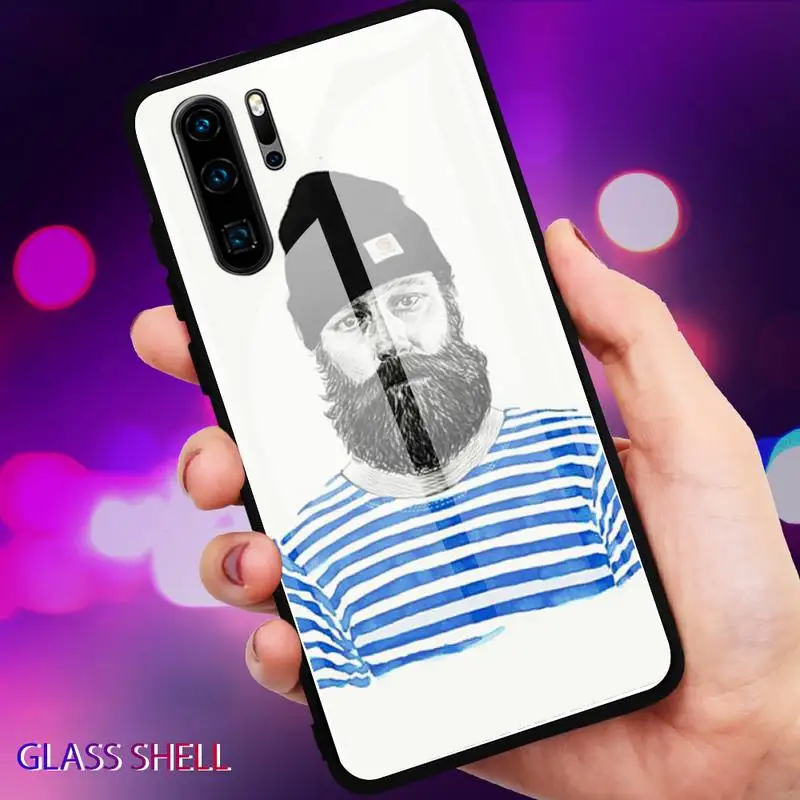 

Cool man Phone Case For Huawei P9 10Plus 20PRO P30 Lite Back Cover Tempered Glass Cases For NOVA 3E Series