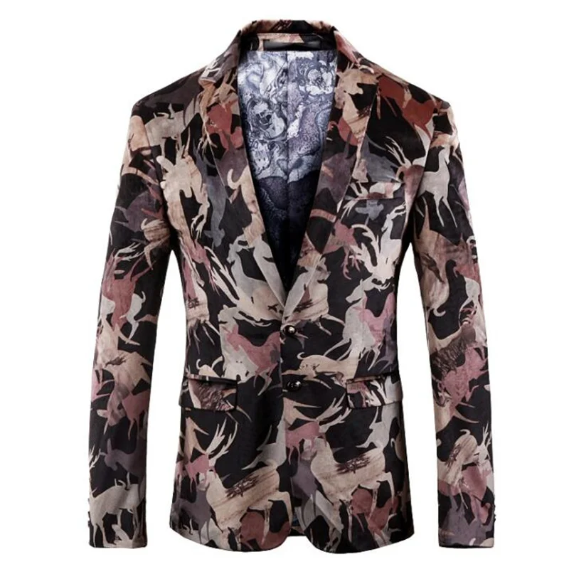 Digital printing blazers men's suit fashion catwalk style single west high-end jacket traje de hombre para boda trajes hombre