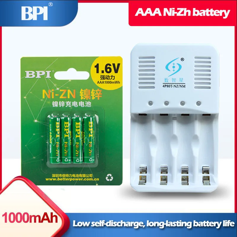4 шт. 1 6 в AAA 1000mWh Ni Zn NiZn набор аккумуляторных батарей + умное зарядное устройство с