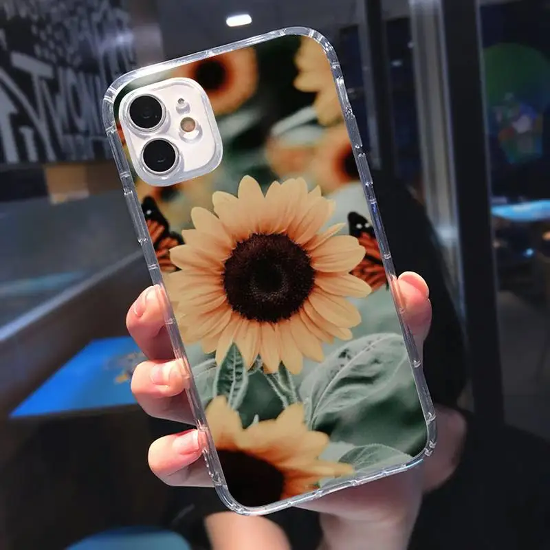 

Sunflower sunset flower pattern Phone Case Transparent soft For iphone 5 5s 5c se 6 6s 7 8 11 12 plus mini x xs xr pro max