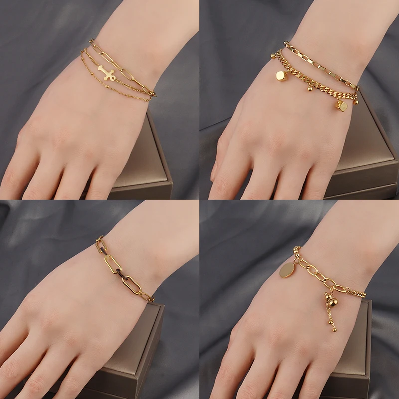 Женский браслет-цепочка из нержавеющей стали в стиле панк