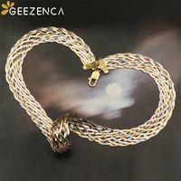 geezenca s925 silver womens choker necklace italian multi thread woven chain three color wide necklaces high quality luxury