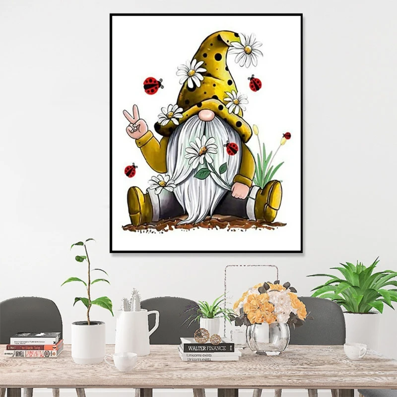 

DIY 5D Diamond Painting Kit Full Drill Rhinestone Pictures Sunflower Gnome Decor
