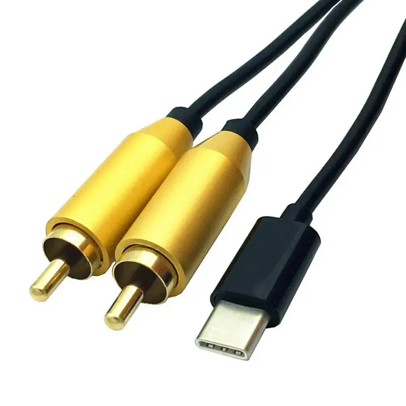 USB Type C Male to Dual RCA Stereo Audio Y Splitter Adapter Gold Plated Plugs 80cm/2.7ft | Электроника
