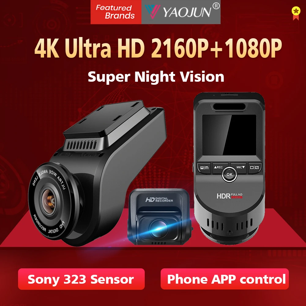 Yaojun S691 24h монитор парковки 4K wifi Ultra HD 2160P 60fps Автомобильный видеорегистратор ADAS DVR gps