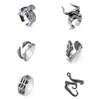 Винтажные металлические кольца в стиле панк с животными, мужские готические кольца с драконом, козой, лапой орла, животными, регулируемый размер, кольцо на палец для мужчин и женщин, ювелирные изделия