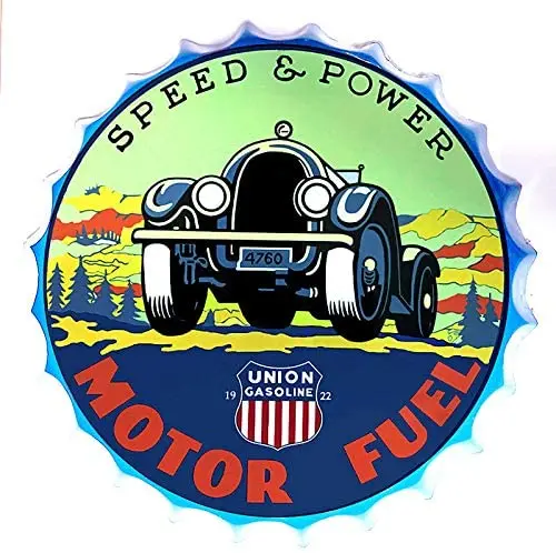 

Pig Wall Signs Tin Sign Bottle Cap Metal Tin Sign Motor Gasoline Gas Oil Fuel , Round Metal Sign for Home and Bar