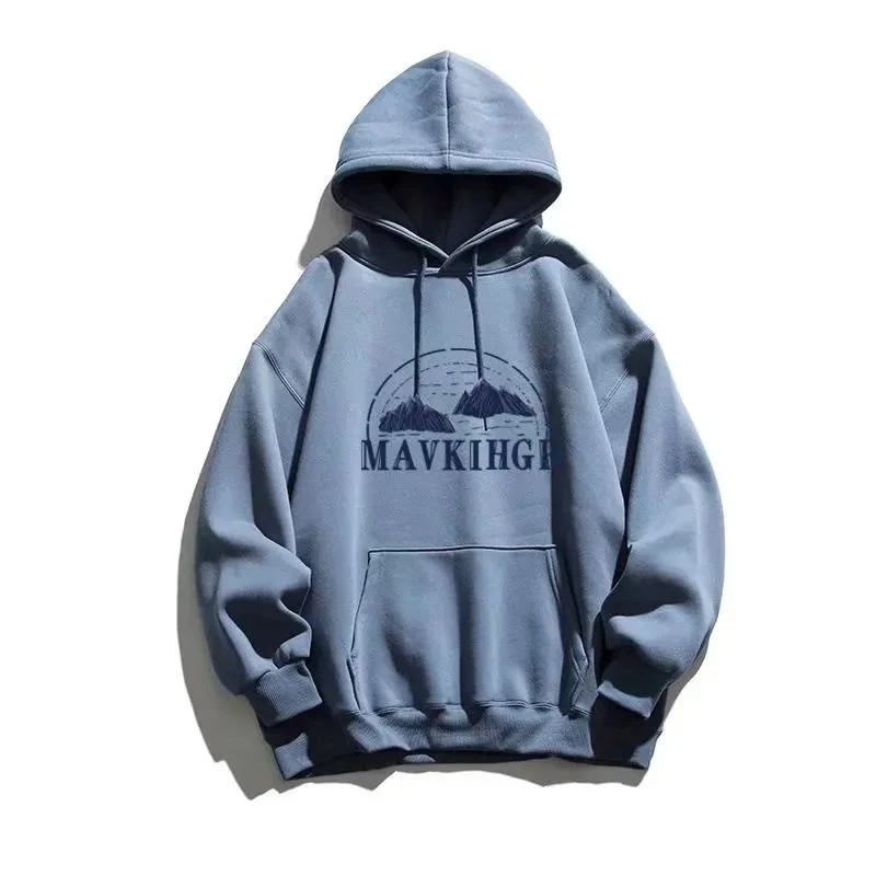 

Fashion hooded pullover instagram men lazy Day series versatile youth trend simple fashion autumn loose hoodie