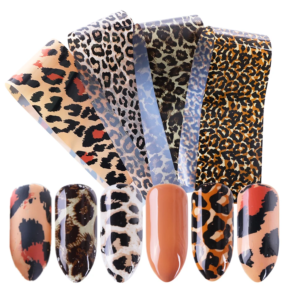 4 шт. переводная Фольга для ногтей с леопардовым принтом пикантное звездное небо