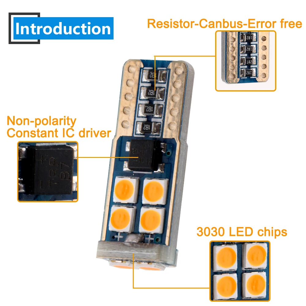 4X W5W T10 Canbus 3030 10 SMD 12 В Светодиодная лампа без ошибок поворот парковочный сигнал
