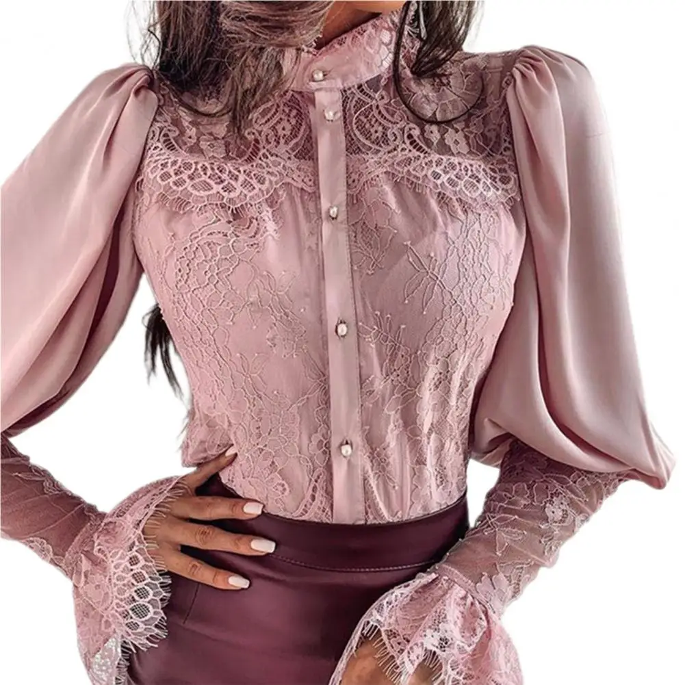 

Женская шифоновая блузка с кружевом, осень 2023