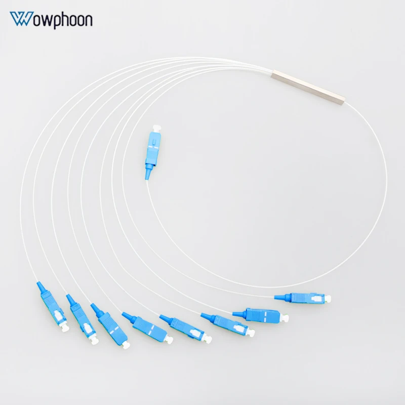 20PCS 1x2 1x4 1x8 1x16 SC APC fiber optic plc splitter steel tube cable 2 way 4way 8 way optical PLC splitter